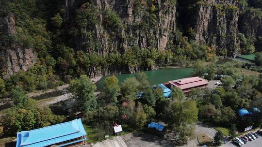 航拍东北秋天山区风景视频素材模板下载