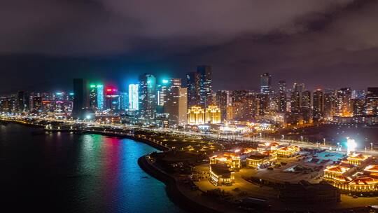 城市建筑夜景航拍延时