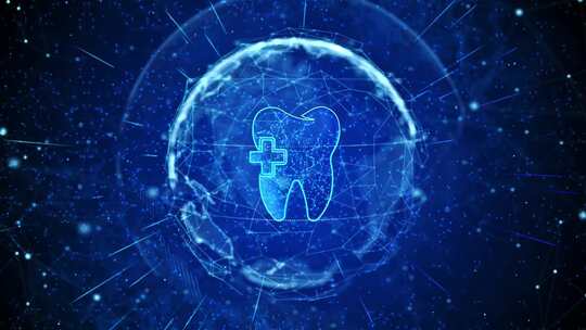 牙齿数字全球技术世界网络连接背景
