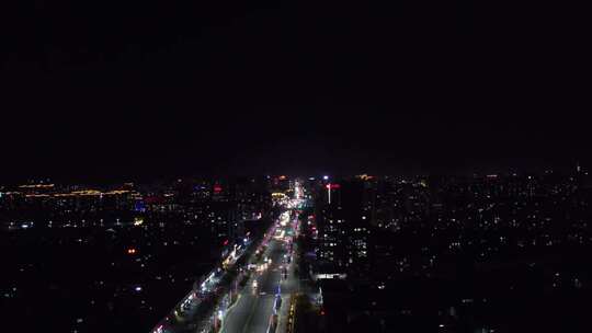 周口夜景航拍素材