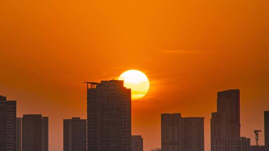 城市日落夕阳延时