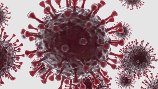 红色冠状病毒模型三维渲染医疗科技动态图形