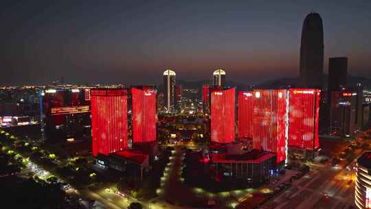 浙江台州椒江商务区夜景夜晚新年春节航拍