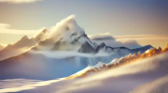 AIGC素材 雪山山峰之巅山脉风景