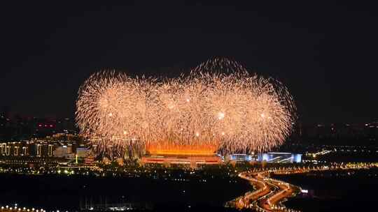 成都大运会开幕式烟花秀烟火表演视频素材模板下载