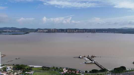 广东汕头城市沿海风光建设航拍