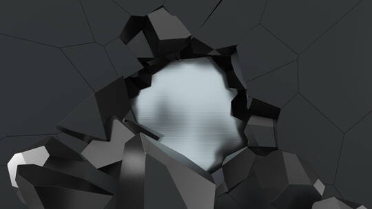 黑色碎裂的墙壁和洞窟 3D渲染视频素材模板下载