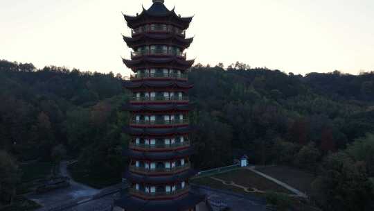 新昌大佛寺栖光禅寺万佛塔宝塔航拍