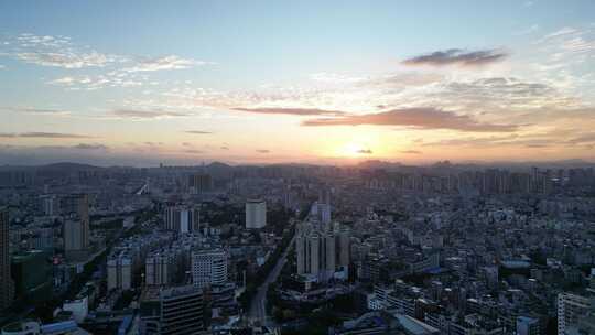 广西玉林城市风光玉林夕阳晚霞航拍