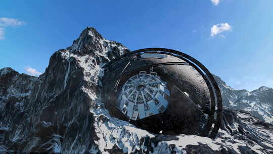 不明飞行物外星飞碟在雪山上坠毁后仍然存在