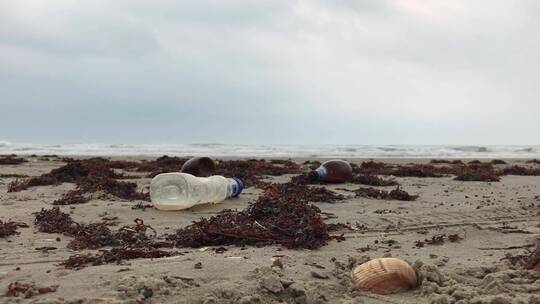 海岸上的空瓶子
