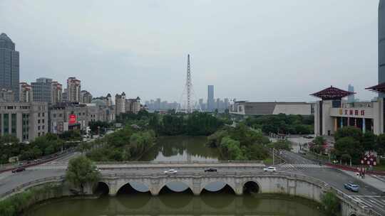 航拍江西南昌市风筝广场南昌之星摩天轮