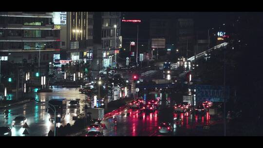 揭阳城市夜景——进贤门、夜市、道路、车流