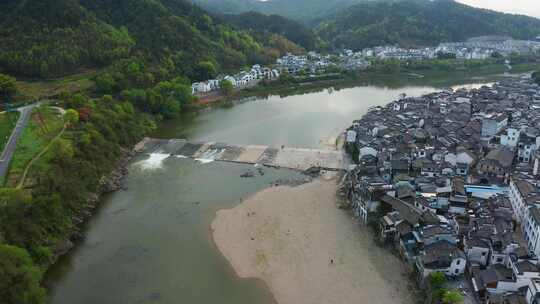 安徽黄山市歙县渔梁坝景区航拍