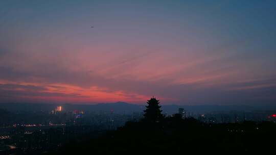 航拍重庆鸿恩寺夜景