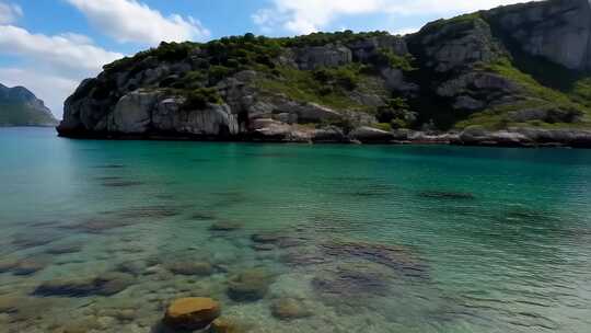 海岸边岩石与清澈海水景观
