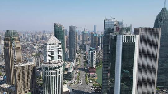 武汉汉口城市高楼商务建筑金融中心航拍