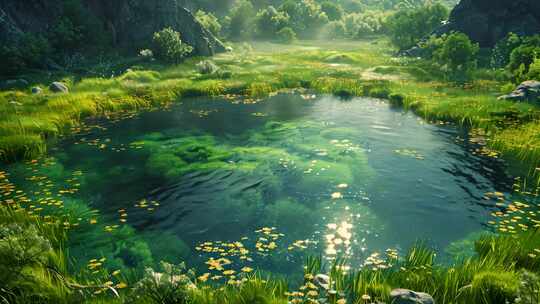 绿色水塘空镜
