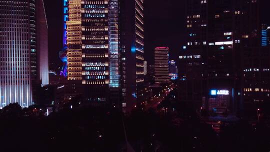 陆家嘴夜景航拍风光