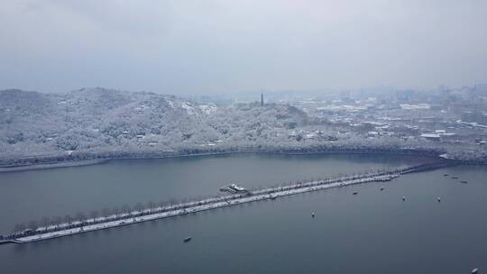 断桥 西湖  雪景 杭州 航拍 3