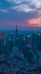 上海_CBD_上海亮灯_城市亮灯_CBD亮灯_航拍延时_竖屏