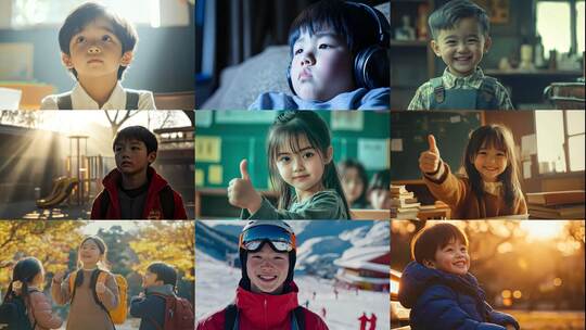 阳光下小学生的多彩生活瞬间高清在线视频素材下载