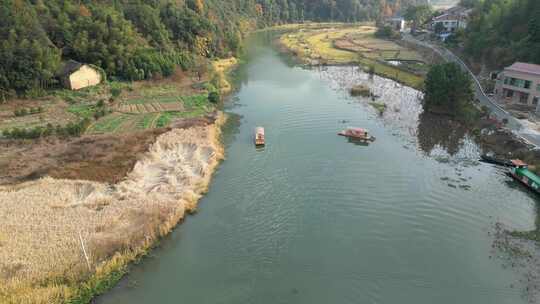 航拍衡东洣水十里画廊风景