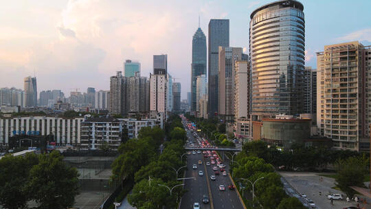 航拍武汉天际线商业建筑高楼群街景