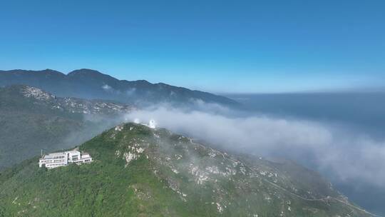 航拍深圳东西涌天文台海岸线云海景观4K