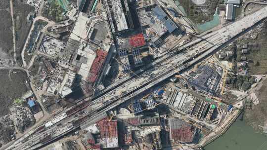 建设中的苏州高铁南站（航拍16:9运镜原片）视频素材模板下载