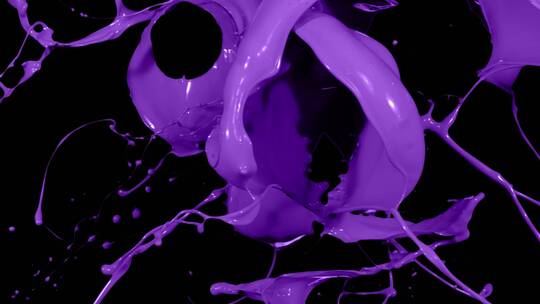 紫色液体颜料碰撞泼洒飞溅