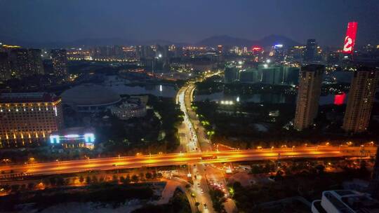 航拍厦门集美夜景视频素材模板下载