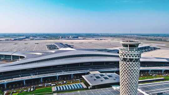 青岛胶东国际机场航拍视频素材模板下载