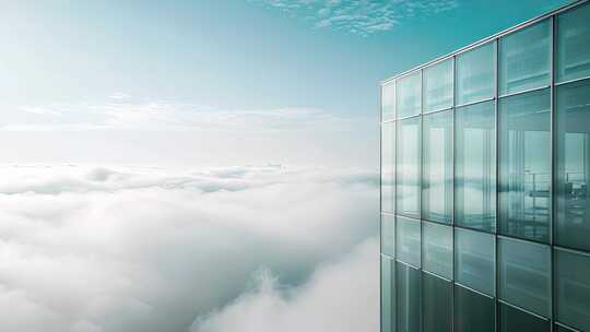 云雾缭绕的城市大楼