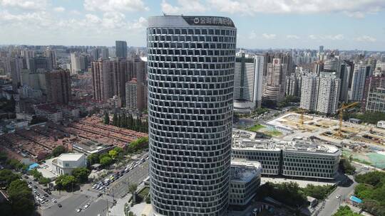上海海伦路金融街海伦中心4K航拍视频素材模板下载