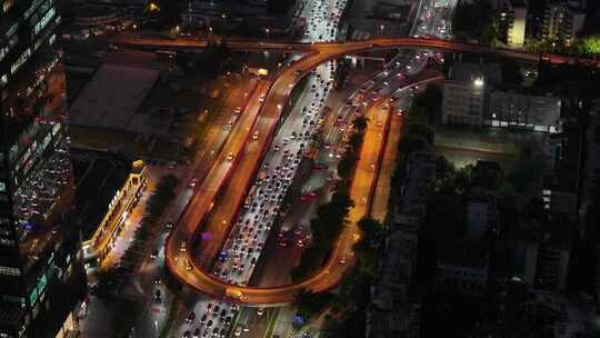 深圳罗湖区夜景航拍