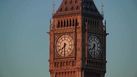 特写伦敦的夕阳映照这的大本钟视频素材模板下载