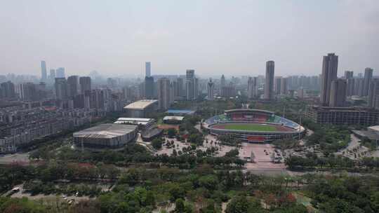 广西柳州体育中心航拍视频素材模板下载