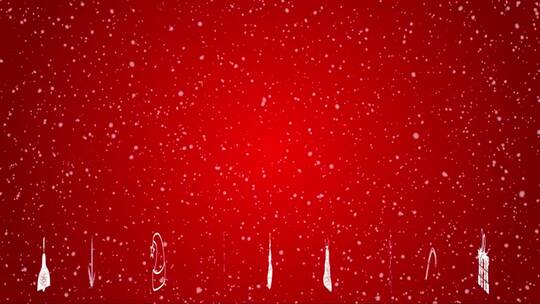 圣诞下三强红色运动背景无缝回环雪落下