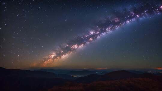 夜空下山脉上的璀璨星河