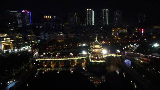 航拍贵州贵阳城市夜景