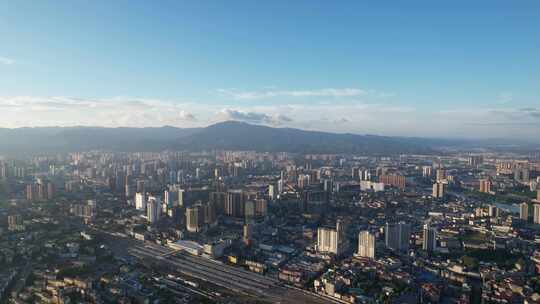 湖南怀化城市清晨航拍