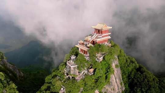 航拍陕西 西安 南五台景区 秦岭山脉