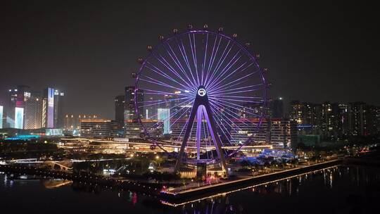 深圳欢乐港湾摩天轮夜景视频素材模板下载