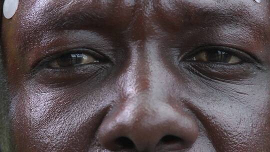 非洲人眼睛和鼻子的特写