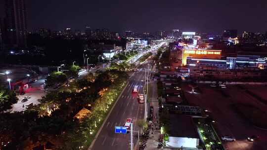 广州夜景航拍-番禺南村万博城市道路01