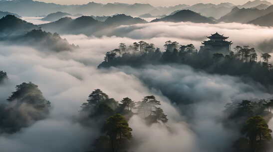 山峦叠嶂山脉云海延时