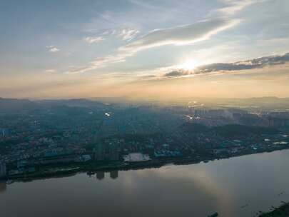 佛山高明城区日落 航拍延时