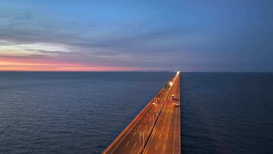 东海大桥夜景 上海建设 临港 跨海大桥