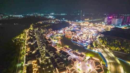 广西崇左太平古城夜景航拍移动延时